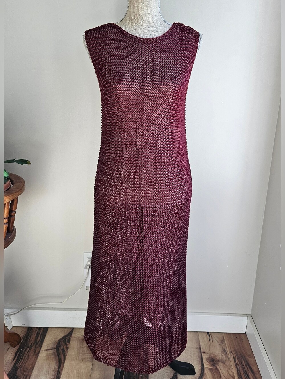 Zara Sleeveless Knit Maxi Dress in Burgundy - Picture 2 of 4